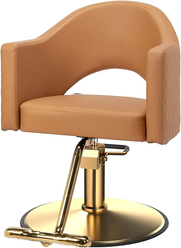 OmySalon Barber Chairs for Barbershop Gold Brown Styling Chair, Salon Chair for Hair Stylist, Hea... | Amazon (US)