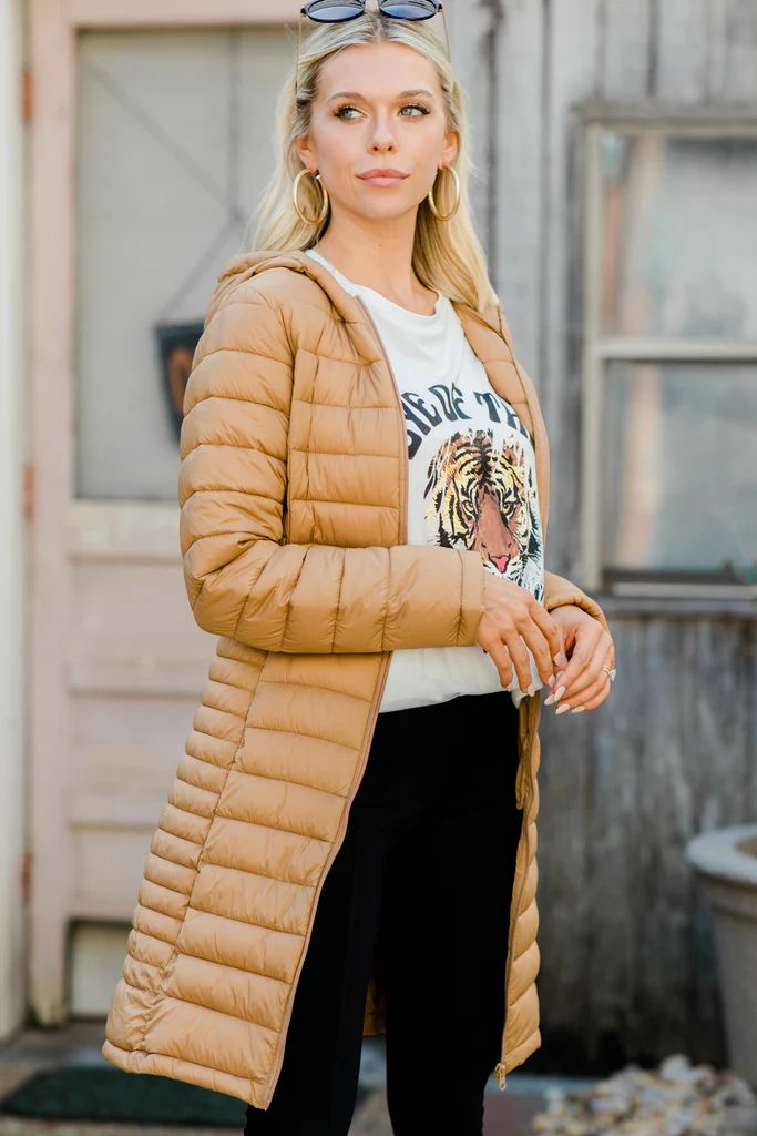 City Street Camel Brown Puffer Coat | The Mint Julep Boutique