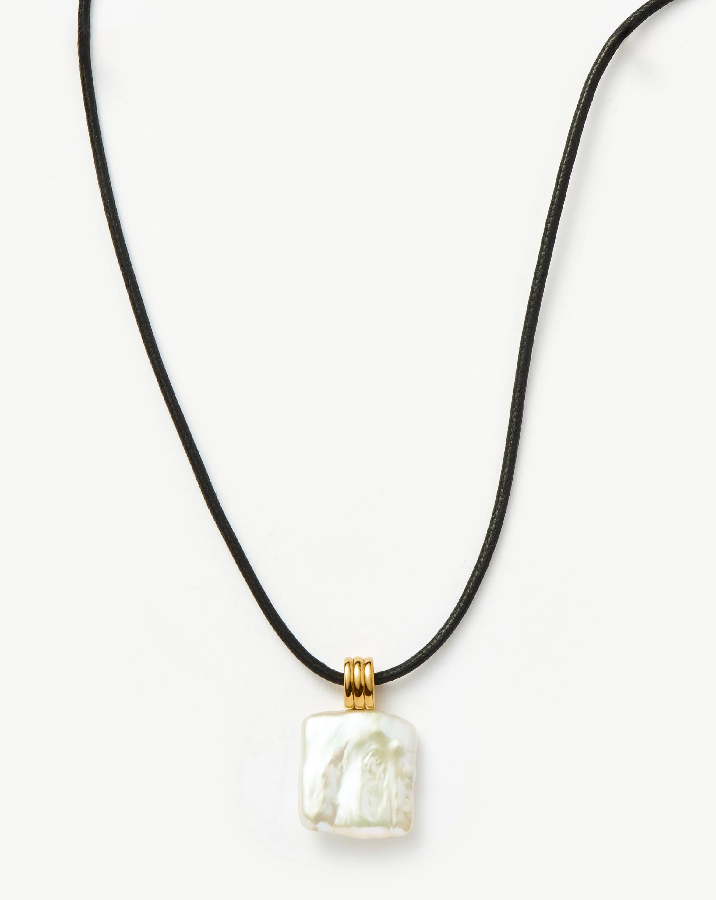 Square Pearl Pendant Cord Necklace | 18ct Gold Plated Vermeil/Pearl Necklace | Missoma US