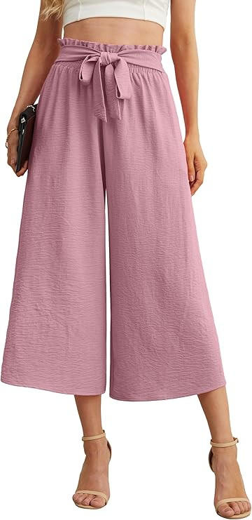 IWOLLENCE Women Flowy Loose Wide Leg Pant Summer Beach Casual Trousers high Waist Adjustable Knot... | Amazon (US)