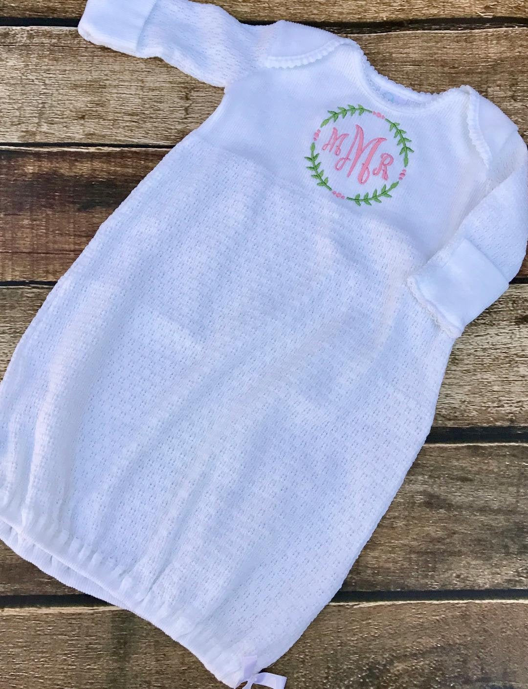 Paty Inc. Knit Monogram Baby Gown, Baby Coming Home Outfit, Monogram Paty Gown, Newborn Pictures,... | Etsy (US)