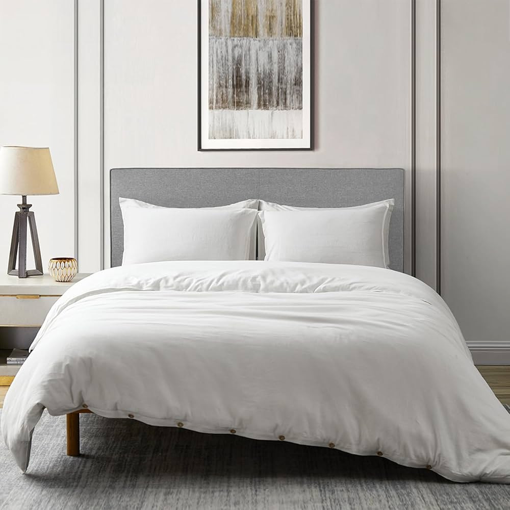 DAPU Linen Duvet Cover Set - French Linen Cotton Blend Natural Flax Soft Breathable Bedding 3 Pcs... | Amazon (US)