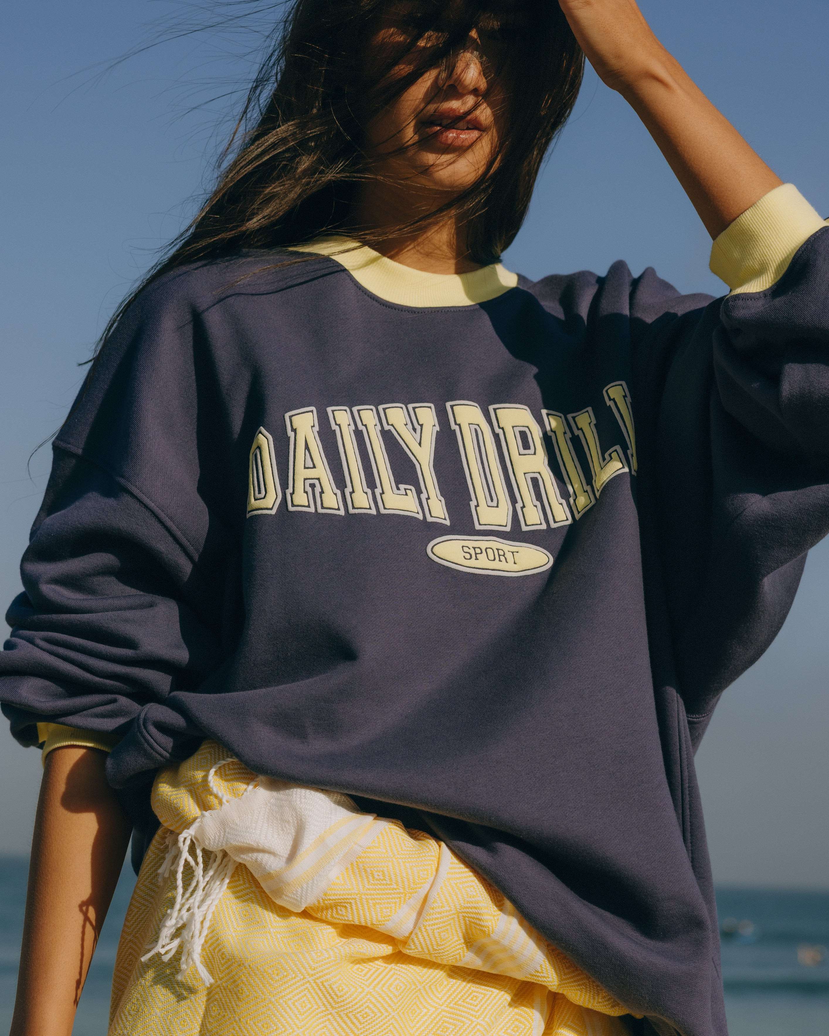 Oversized Sport Crew - Navy + Lemonade + Grey | Daily Drills LLC