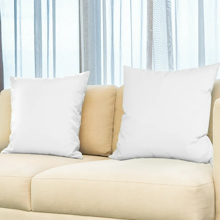 Lux Decor Collection White Decorative Throw Pillows for Couch & Bed - 12" x 12" Pillow Insert Set... | Walmart (US)