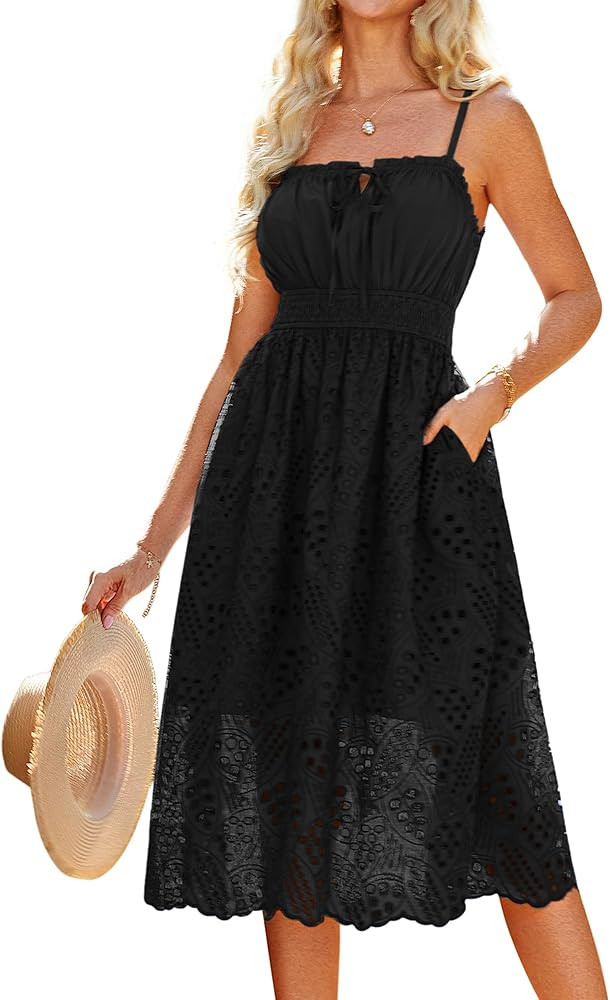 GRACE KARIN Women's 2025 Summer Sleeveless Eyelet Dress Casual Knot Front A Line Sundress Elegant... | Amazon (US)