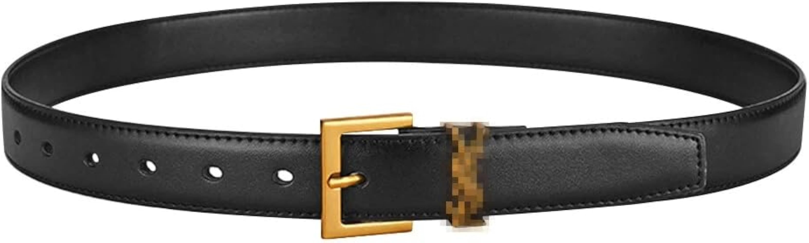 Women Leather Belt for Jeans Dresses Fashion Belt with Gold Buckle Ladies Casual Retro Vintage Le... | Amazon (UK)