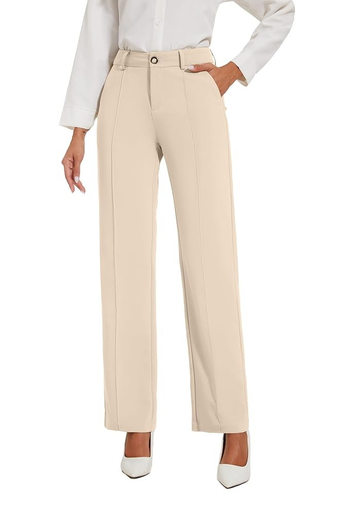Womens Dress Pants Stretchy Business Casual Work Pants Straight Leg Slacks for Office | Amazon (US)