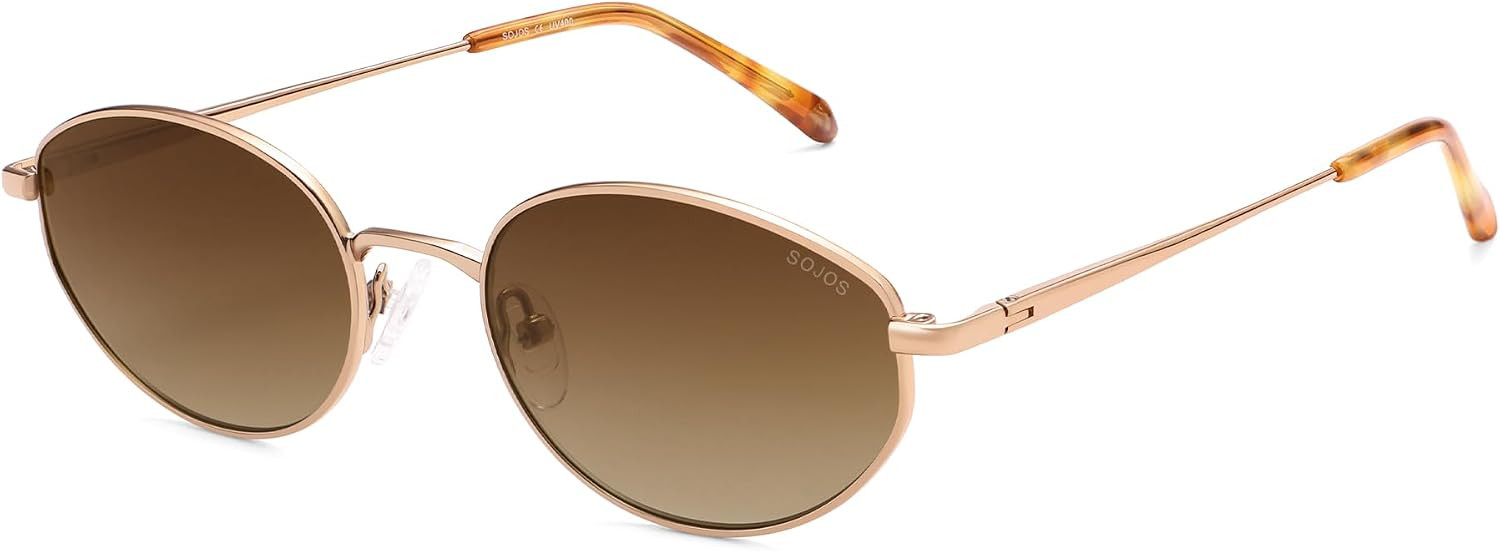 SOJOS Retro Oval Metal Frame Sunglasses ELISE | Amazon (US)