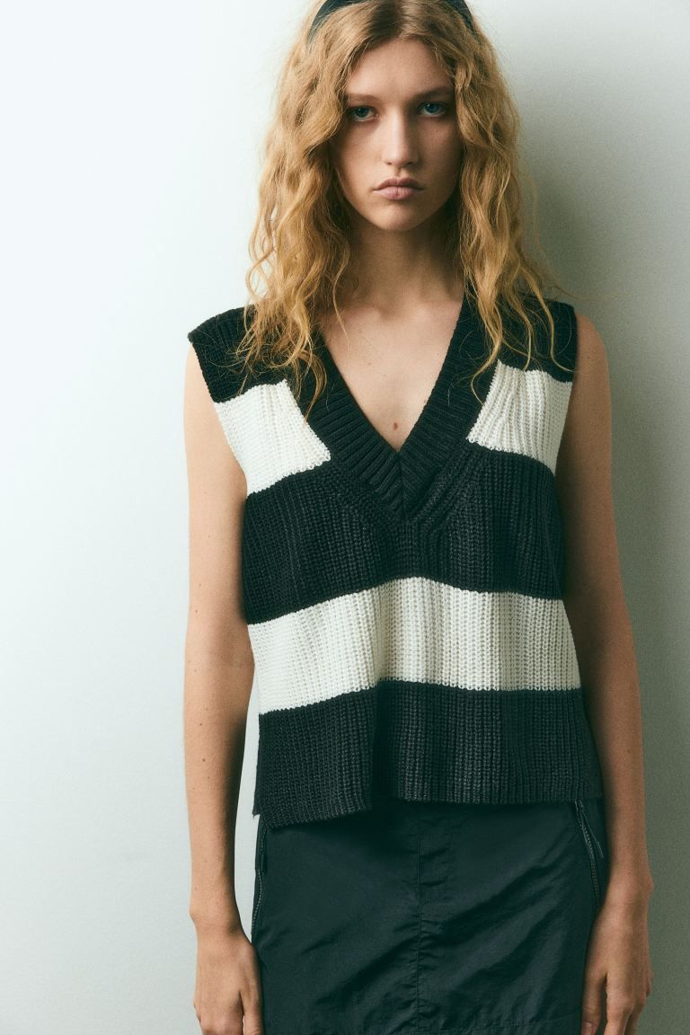 Sweater Vest - Black/striped - Ladies | H&M US | H&M (US + CA)