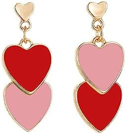 Red Heart Earrings for Women - Dainty Red Heart Drop Earrings, Elegant trendy Outfits Jewelry - R... | Amazon (US)