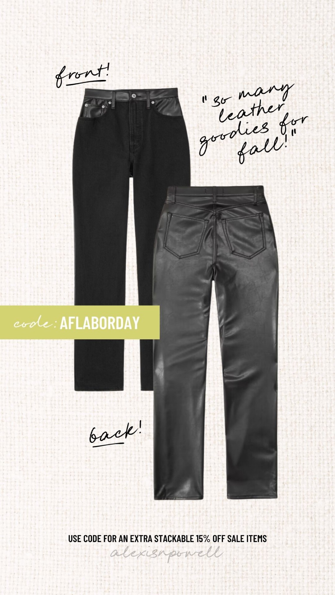 Labor Day sale is in full swing! Use the code for additional savings🙌🏼 #curvestyle #leatherpants #falljeans #abercrombiesale #labordayfinds 

#LTKcurves #LTKSeasonal #LTKSale