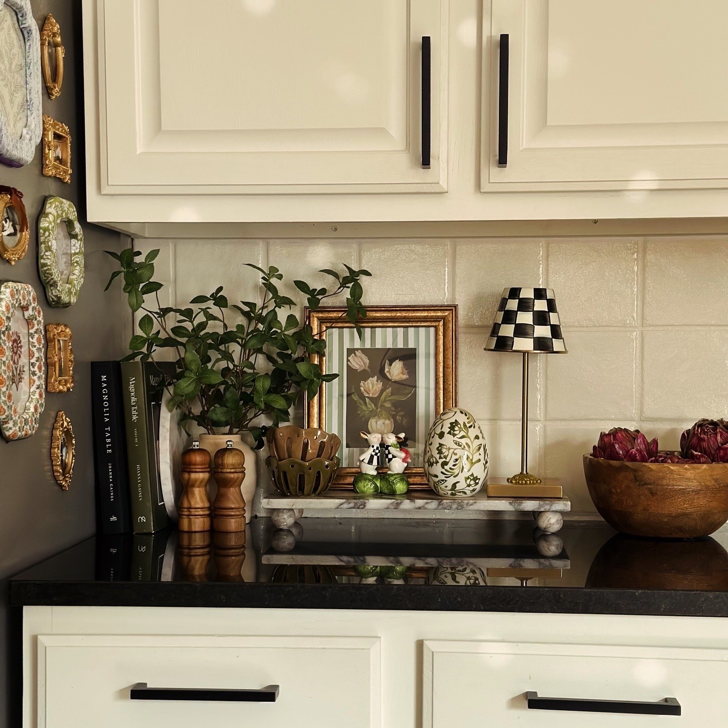 Kitchen counter decor ideas! 
With a touch of spring! 🐰🖤🫶🏼🌷🏠

#LTKHome #LTKSeasonal #LTKSaleAlert