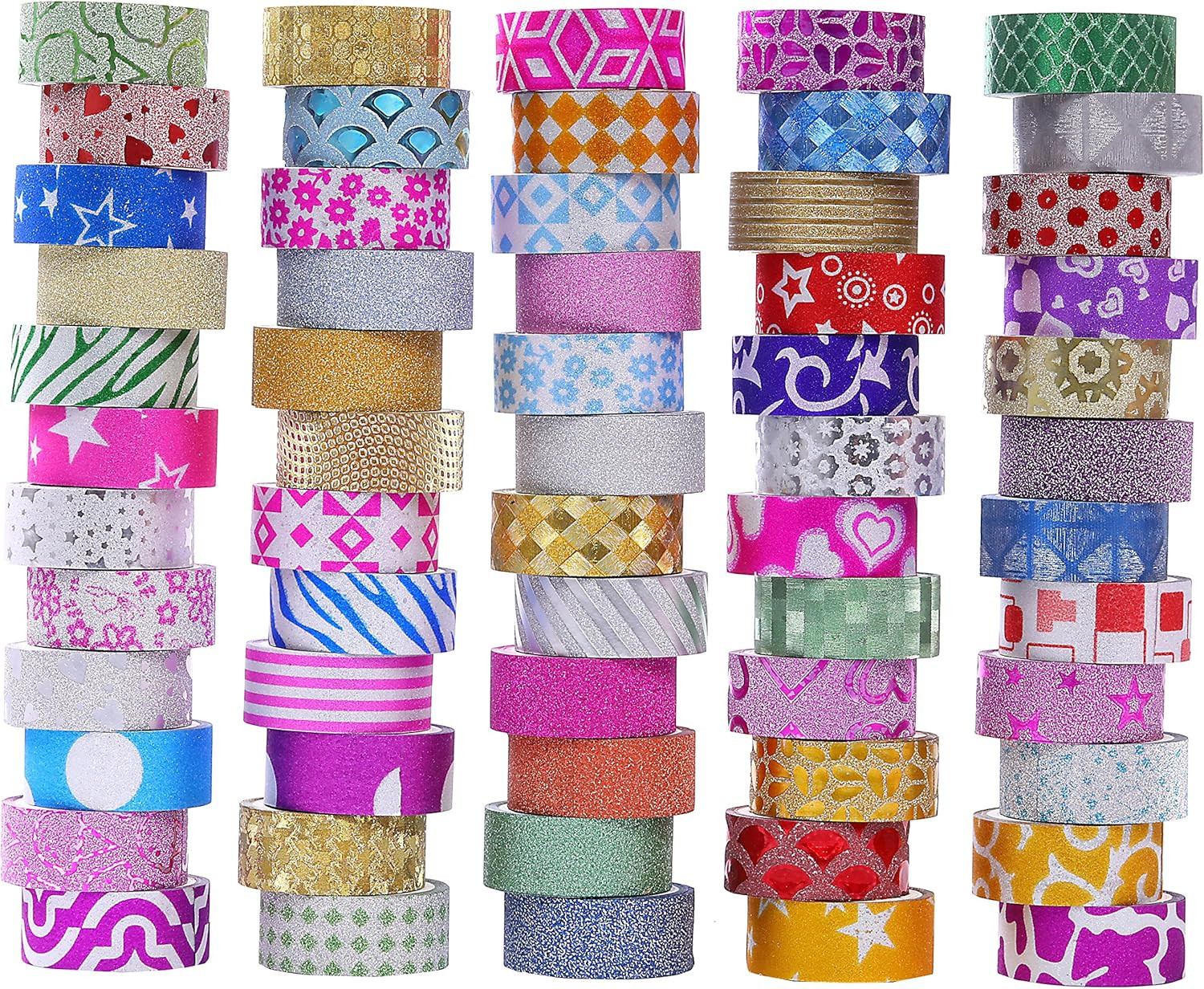 60 Rolls Glitter Washi Tape Set, Washi Masking Decorative Tapes for DIY Decor Planners Scrapbooki... | Amazon (US)