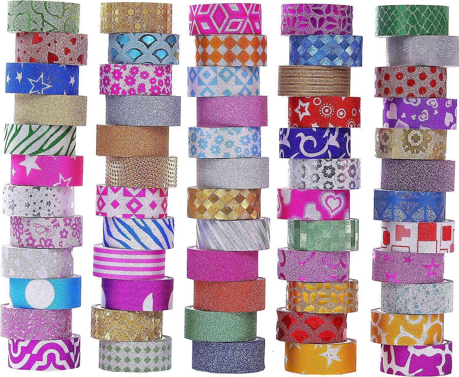 60 Rolls Glitter Washi Tape Set, Washi Masking Decorative Tapes for DIY Decor Planners Scrapbooki... | Amazon (US)