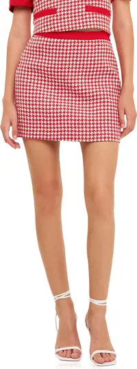 English Factory Houndstooth Tweed Miniskirt | Nordstrom | Nordstrom