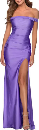 Off the Shoulder Satin Trumpet Gown | Nordstrom