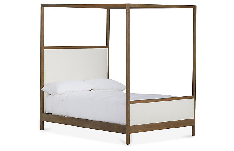 Somerset Canopy Bed, Natural/Ivory Linen | One Kings Lane