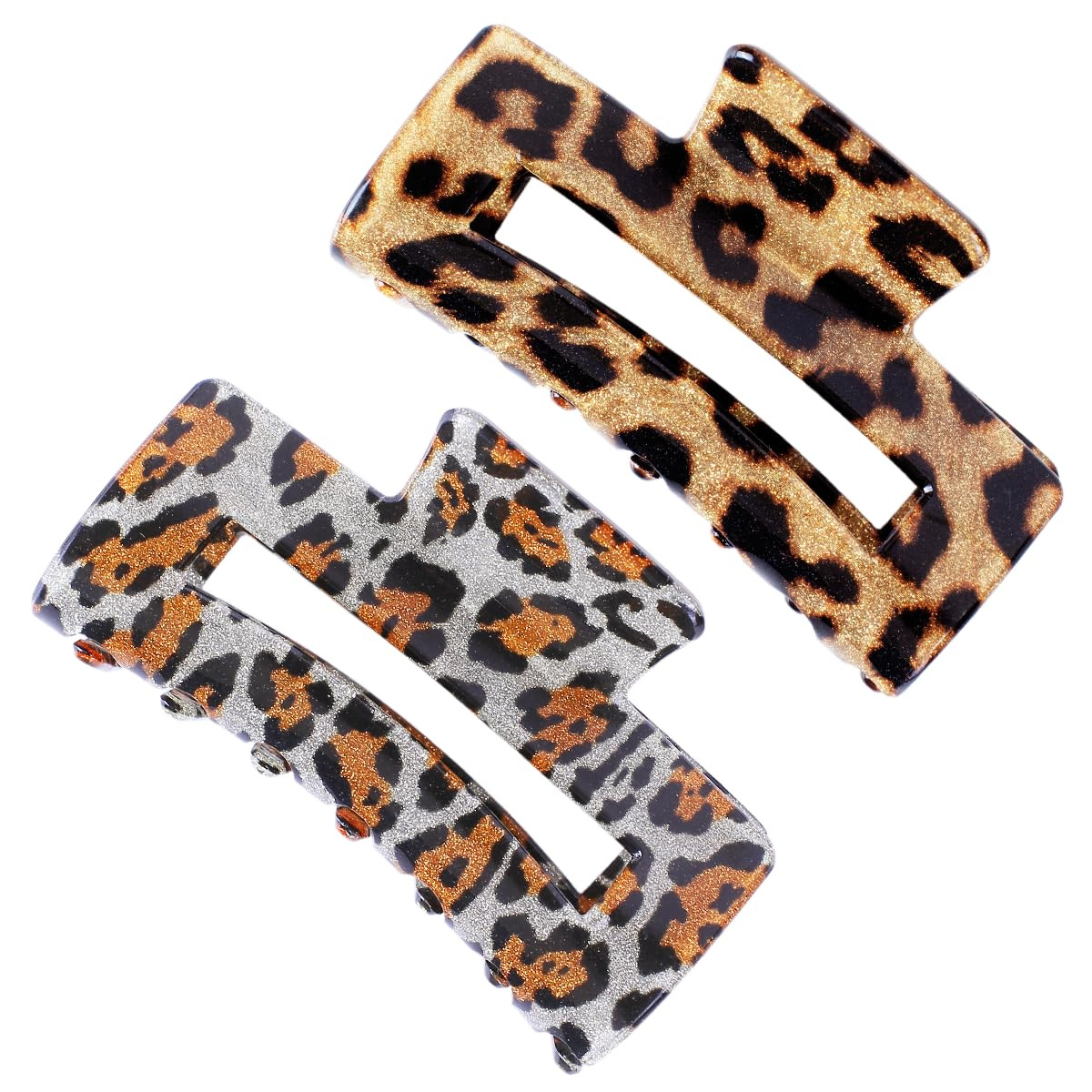 Glitter Leopard Hair Claws for Women, Beleki Strog Hair Claw Clips for Thick and Thin Hair Square... | Amazon (US)