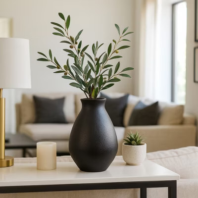 Ceramic Flower Vase for Living Room Decor - Decorative Vase with Bold Textured Form - Home Centerpiece for Bedroom, Table, or Office Decor - 16" Black | Target