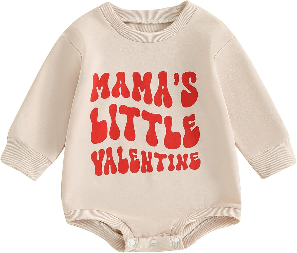 LAGKIYOJ Baby Girl Boy Valentines Day Outfits Long Sleeve Bubble Romper Newborn Sweatshirt Infant... | Amazon (US)