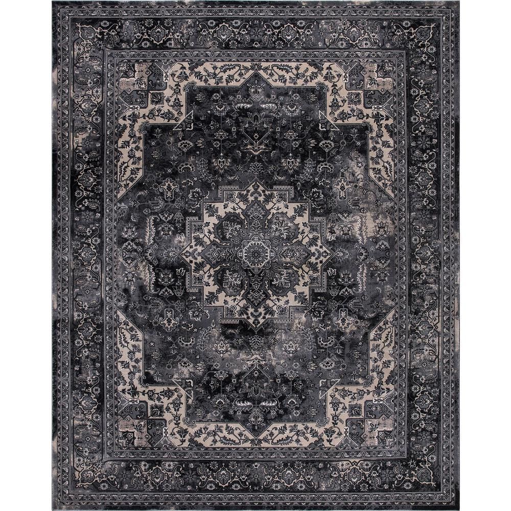 Angora Anthracite 8 ft. x 10 ft. Medallion Area Rug | The Home Depot