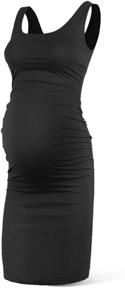 Rnxrbb Women Summer Sleeveless Maternity Dress Pregnancy Tank Scoop Neck Mama Clothes Casual Body... | Amazon (US)