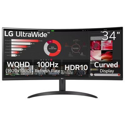 Refurbished: LG UltraWide 34WR50QK-B 34" WQHD Curved Monitor, Black - Manufacturer Refurbished | Target