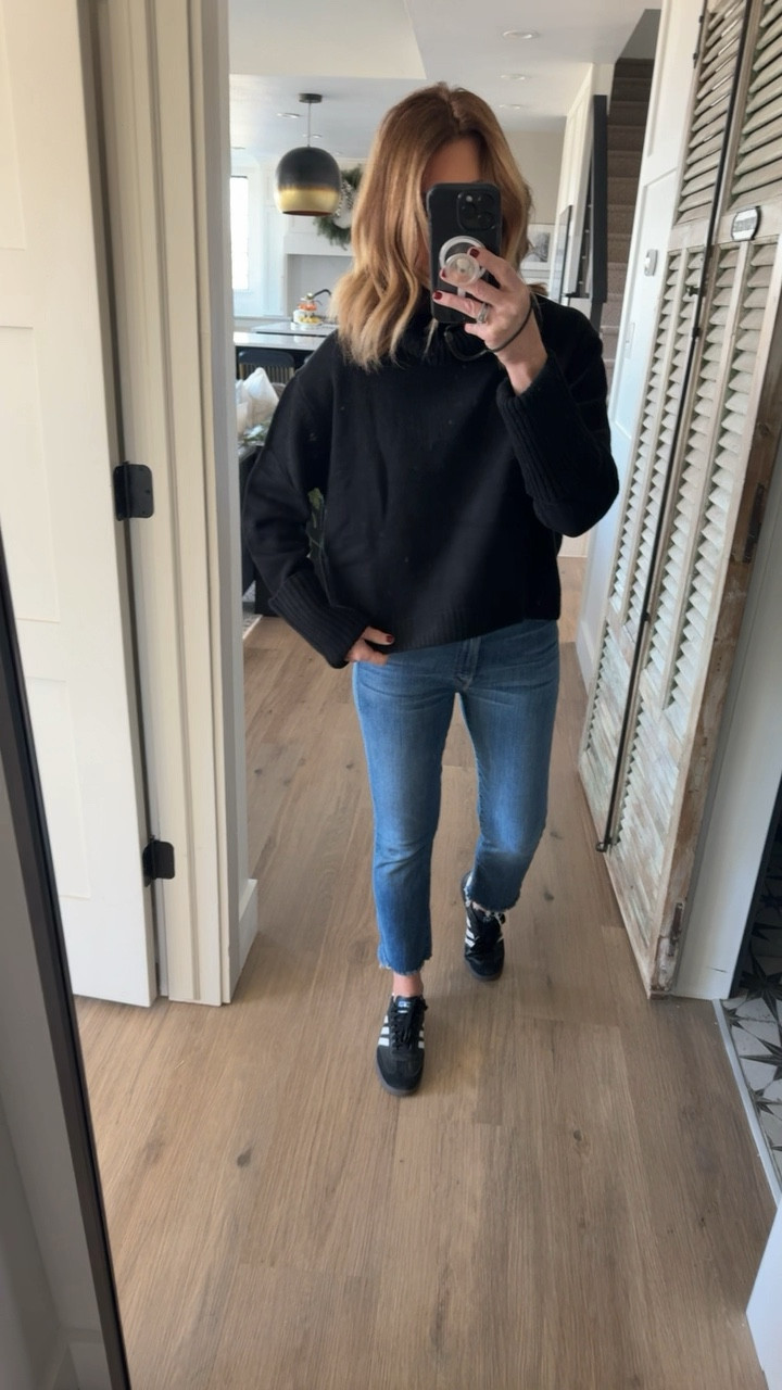 Chunky turtleneck sweater only $23! I’m wearing a small. 
Size 28 in jeans (I size up one in this brand) 
If in between sizes in shoes, size down 

#LTKover40 #LTKVideo #LTKstyletip