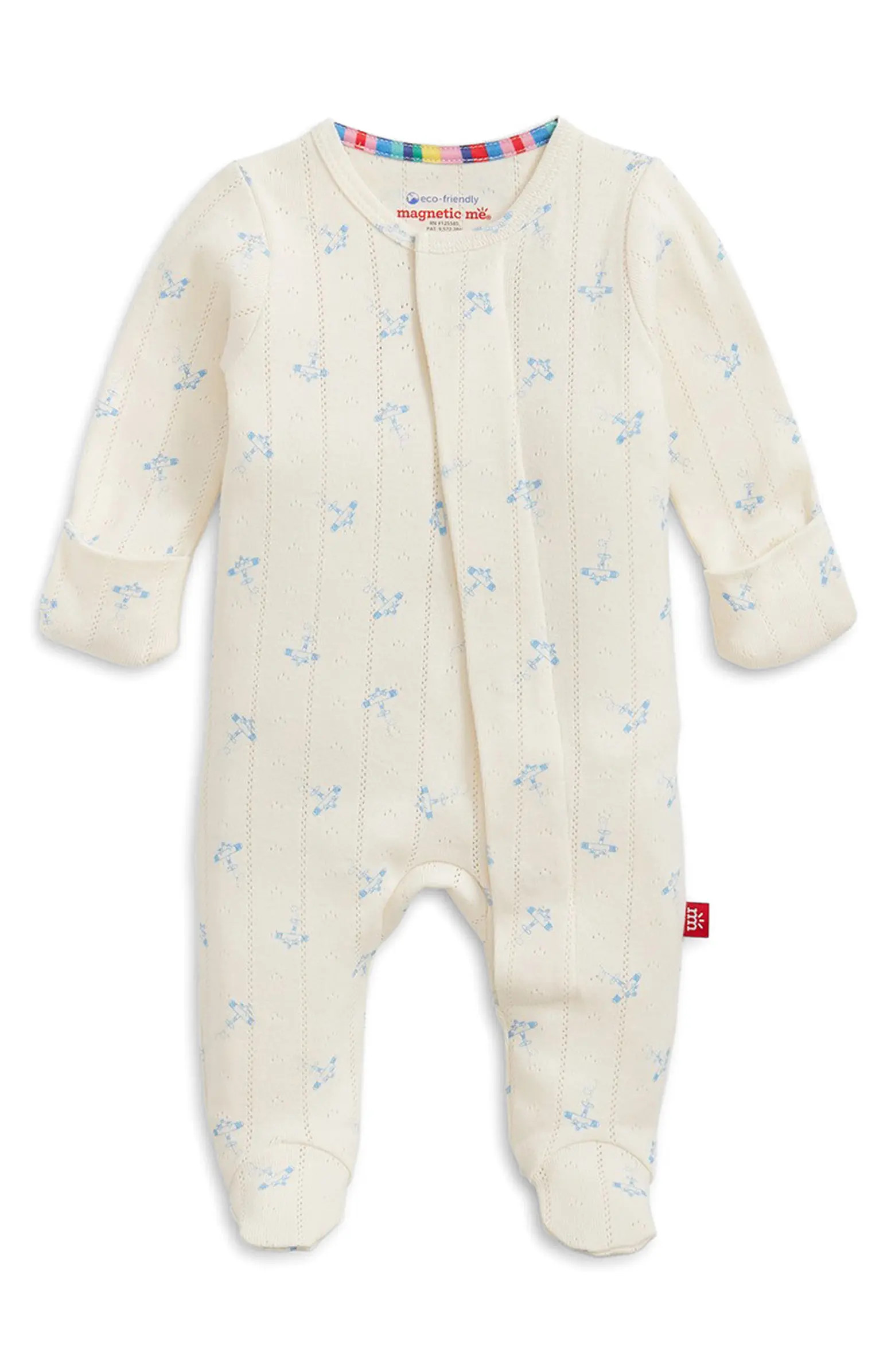 Magnetic Me Airplanes Organic Cotton Pointelle Footie | Nordstrom | Nordstrom