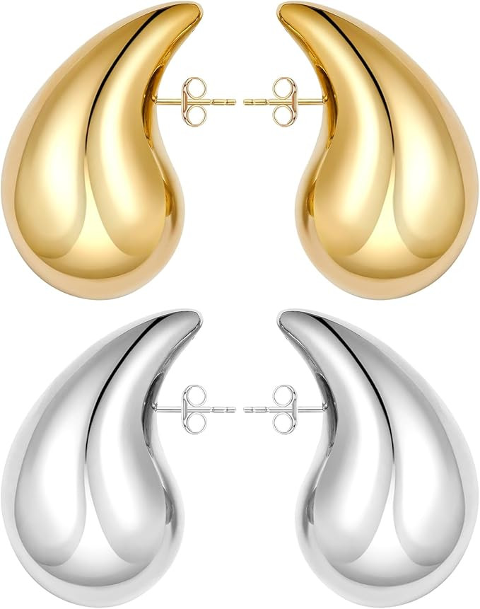 Chunky 18K Dupes Ohrringe Gold, Waterdrop Goldene Ohrringe Damen Ohrringe Dupes Earrings for Wome... | Amazon (DE)