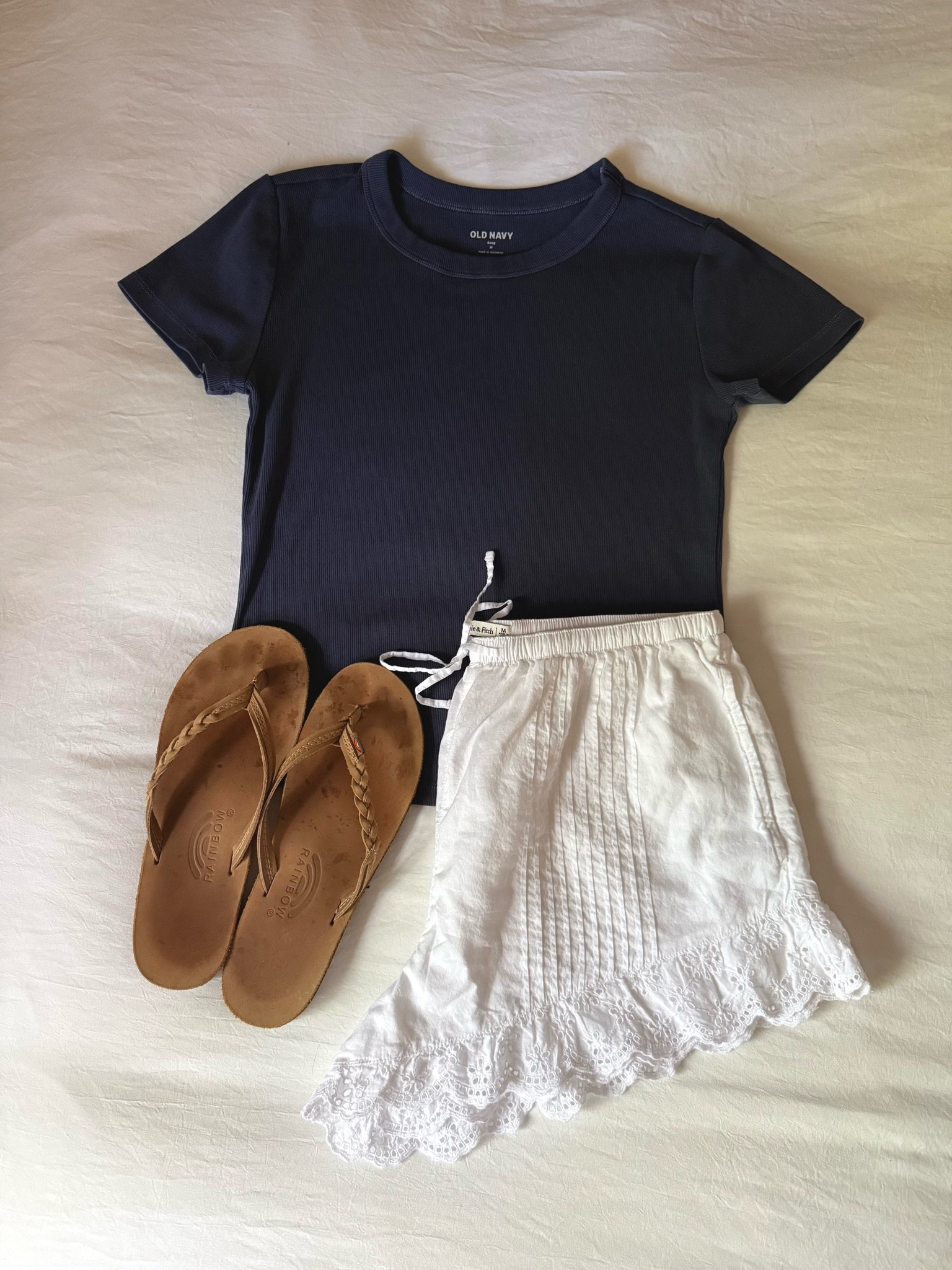 Navy tee + shorts + rainbow flip flops

#casualoutfit #outfitinspo #oldnavy #abercrombie #cottonshorts #coastal #aesthetic

#LTKootd #LTKSeasonal #LTKSaleAlert