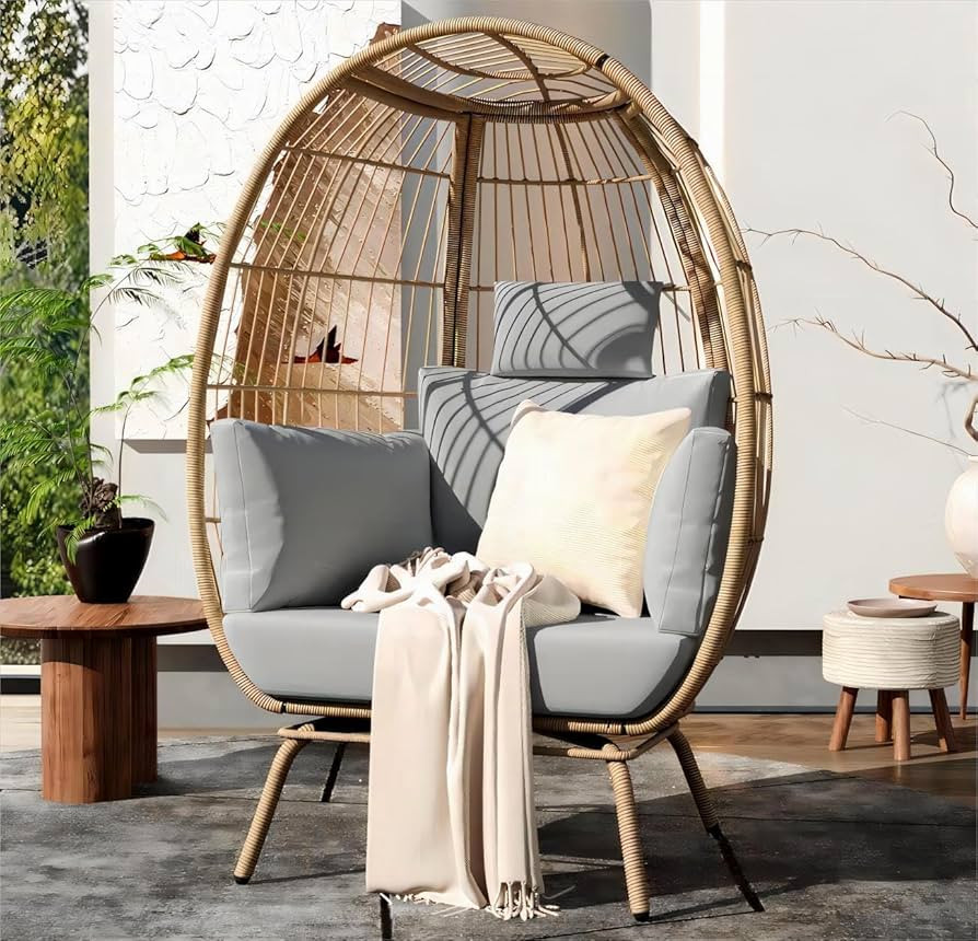 YITAHOME Egg Chair Wicker Outdoor Indoor, Oversized Lounger with 370lbs Capacity Large Egg Chairs... | Amazon (US)