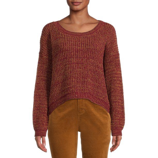 Time and Tru Women's Sweater with Cable Knit Back - Walmart.com | Walmart (US)