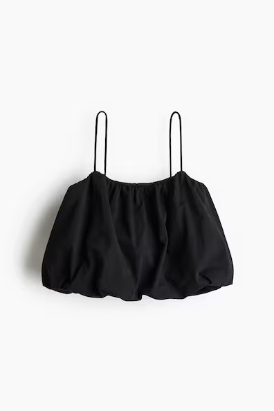 H & M - Bubble-Hem Strappy Top - Black | H&M (US + CA)