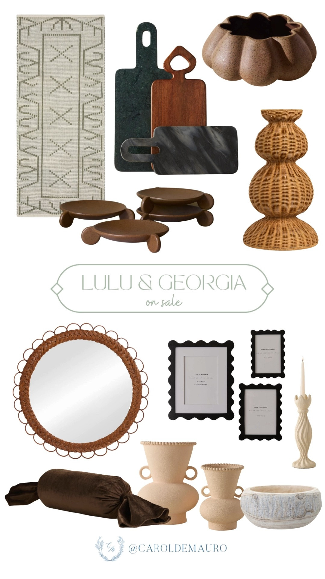 lulu and georgia, sale, discounted, home finds, home sale, home decor, runner rug, woven vase, woven round wall mirror, wavy wall frames, candle holders, decorative bowl, ceramic vase, decorative trays

#LTKHome