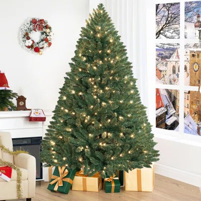 Prelit Artificial Christmas Tree with Metal Stand – Realistic Spruce Christmas Tree with Lights, Available in 4.5 ft, 6.5 ft, and 7.5 ft Sizes with 55 | Wayfair North America