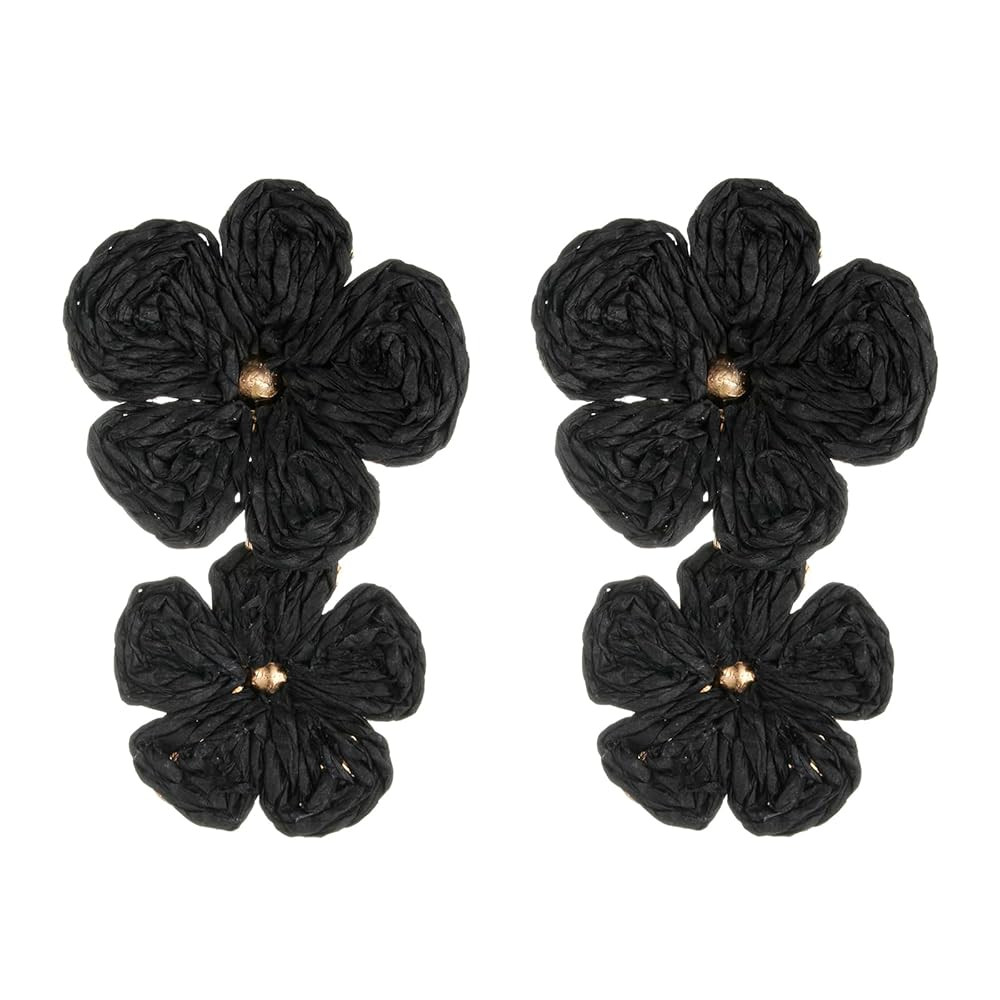Raffia Flower Earrings, Raffia Straw Wrapped Flower Drop Dangle Earrings Summer Tropical Beach Je... | Amazon (US)