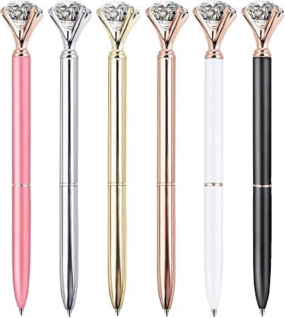 ZZTX 6 PCS Big Crystal Diamond Ballpoint Pen Bling Metal Ballpoint Pen Office Supplies Gift Pens ... | Amazon (US)