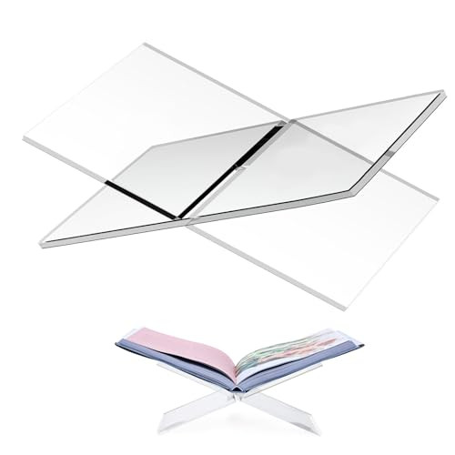 CRIKELE Acrylic Book Stand Holder - Coffee Table Book Stand,Open Cookbook Acrylic Book Display St... | Amazon (US)