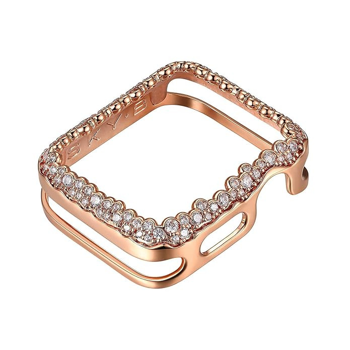 SKYB 14K/18K Gold or Rhodium Plated & CZ Champagne Bubbles Jewelry-Style Apple Watch Case (Series... | Amazon (US)