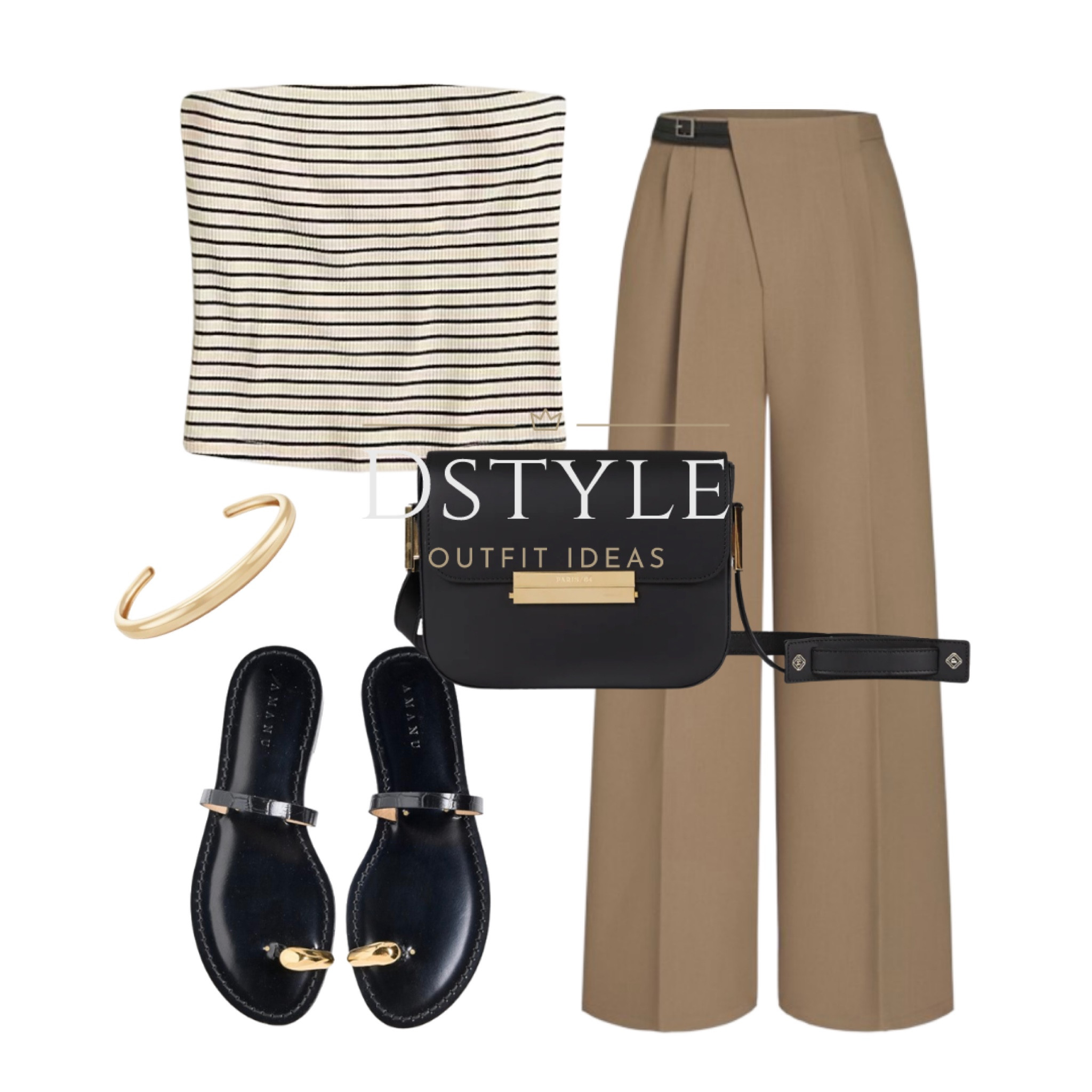 Striped tube top, high waisted belted trousers, pants, black flat sandals, black leather bag-one if my favs🤎🖤

#LTKWorkwear #LTKItBag #LTKFindsUnder50