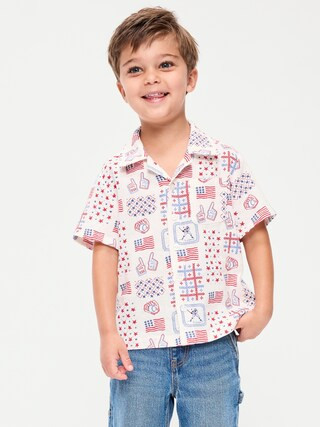 Printed Linen-Blend Pocket Shirt for Toddler Boys | Old Navy (US)