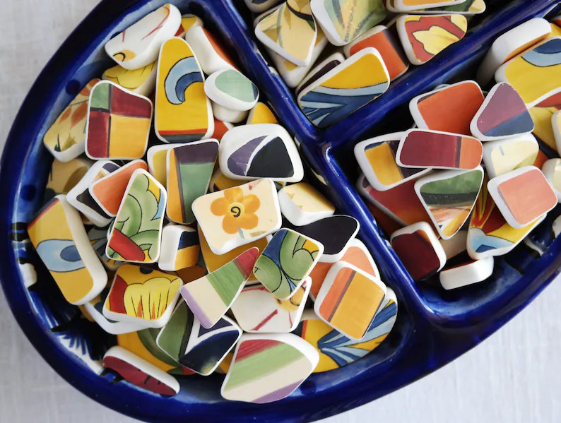 Rainbow Mix SEA POTTERY - 12 Pieces - Size 1/2" to 2" - Faux Sea Pottery - Broken Ceramic Plates ... | Etsy (US)