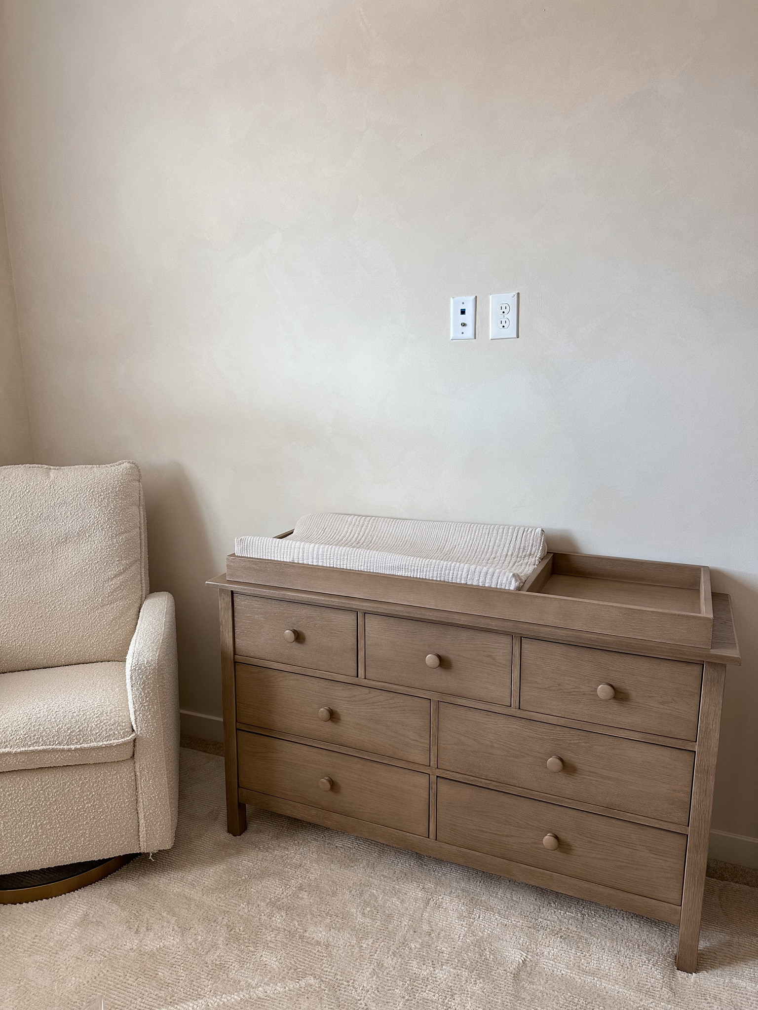 Nursery dresser of my dreams! 🙌🏽✨ the topper was a good sell for me! 🫶🏽 and love this washable rug in ivory! 

#LTKbaby #LTKkids #LTKhome