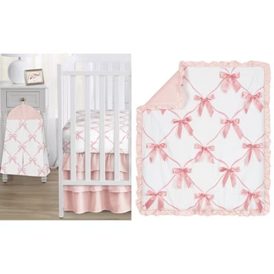 Sweet Jojo Designs Girl Baby Crib Bedding Set - Ballerina and Ballet Bows Pink and White 4pc | Target
