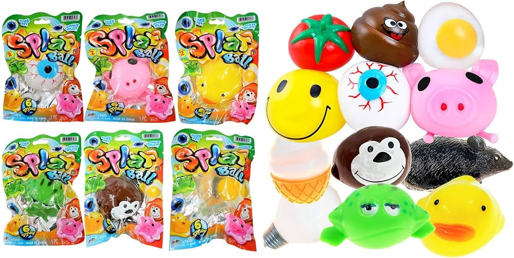 JA-RU Splat Ball Sticky & Stretchy (Pack of 6 Assorted) . Sensory Stress Relief Toy, Party Favor ... | Amazon (US)