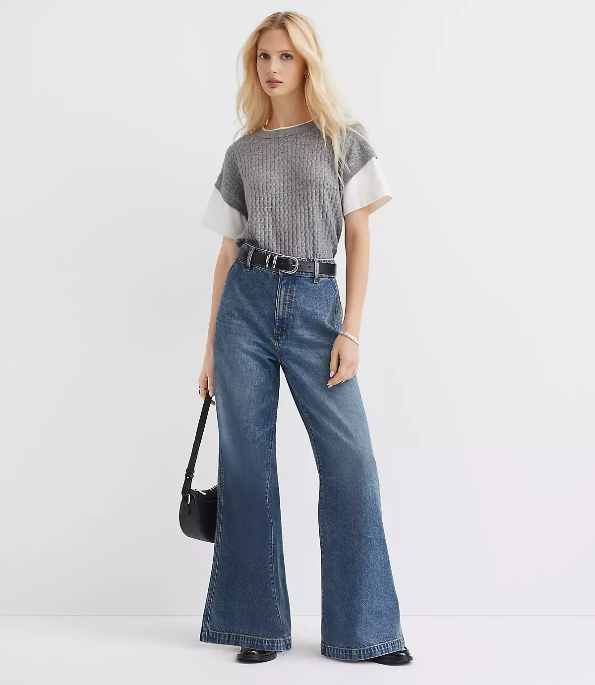 Petite High Rise Trouser Jeans in Authentic Vintage Mid Wash | LOFT