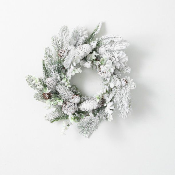 Sullivans Flocked Pine Artificial Mini Wreath 16"H White - Walmart.com | Walmart (US)