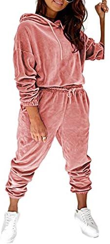 PRETTYGARDEN Women's Velour Tracksuits Set Hooded Pullover Sweatpants Long Sleeve 2 Piece Joggers... | Amazon (US)