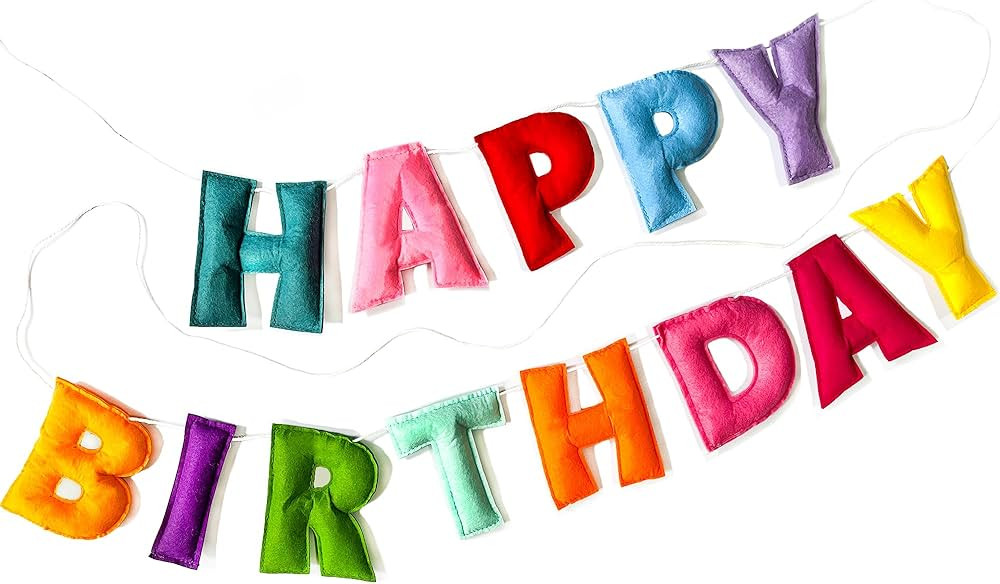 Pre-Strung Happy Birthday Banner - Felt Ball Garland - HAPPY BIRTHDAY Garland, Rainbow Birthday D... | Amazon (US)